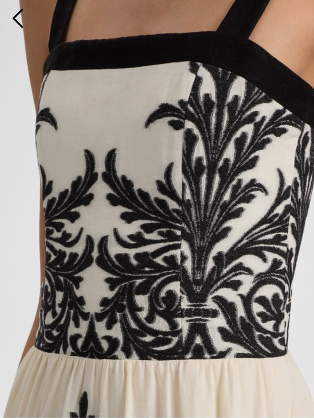 Alice + Olivia Saige Dress White Maxi with Black Embroidered Motif - Picture 3 of 4